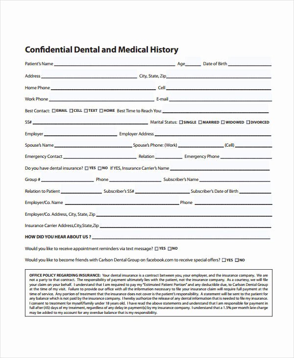 Health History form Template Luxury Medical History form 9 Free Pdf Documents Download