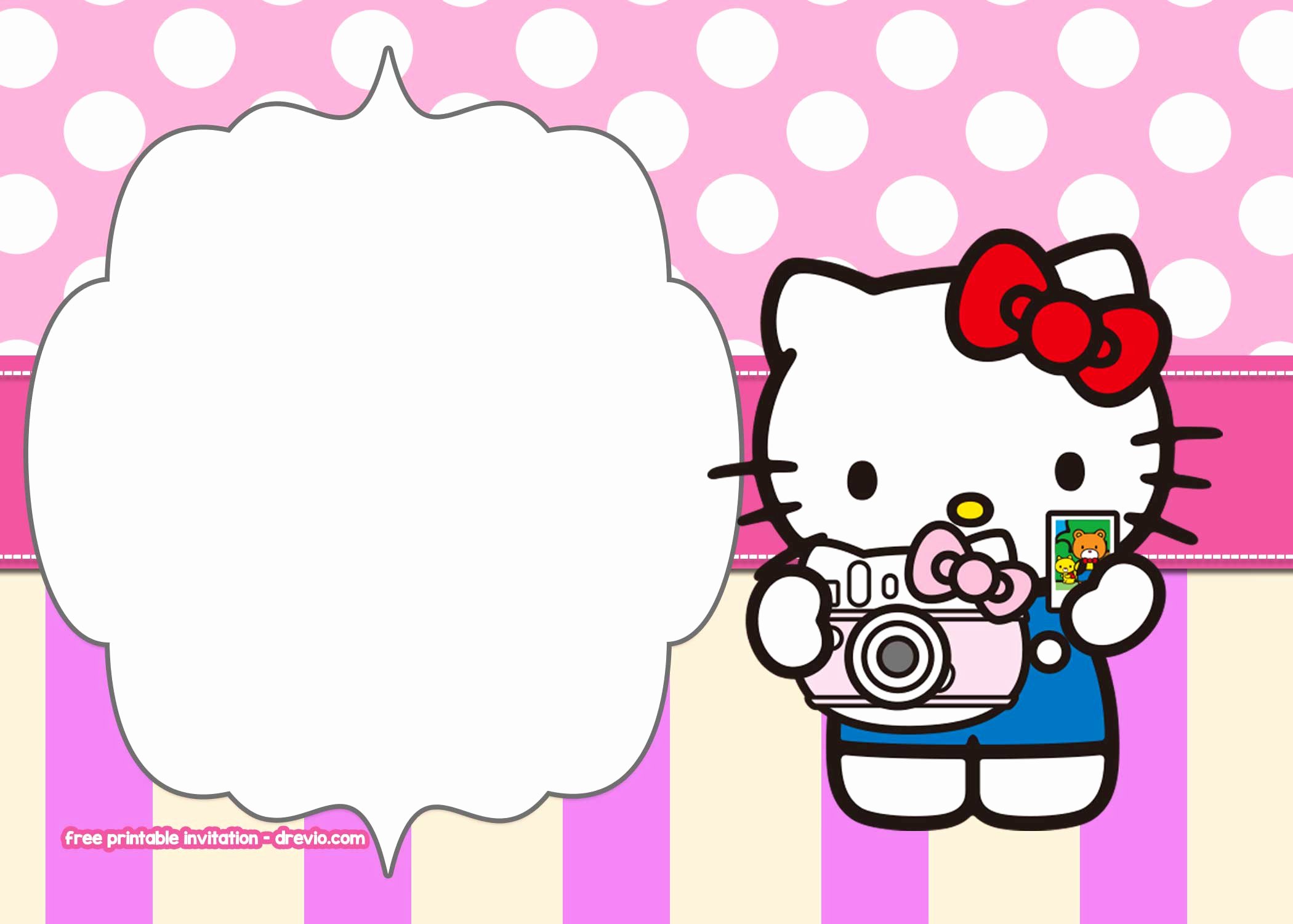 Hello Kitty Invite Template Luxury Free Printable Hello Kitty Pink Polka Dot Invitation