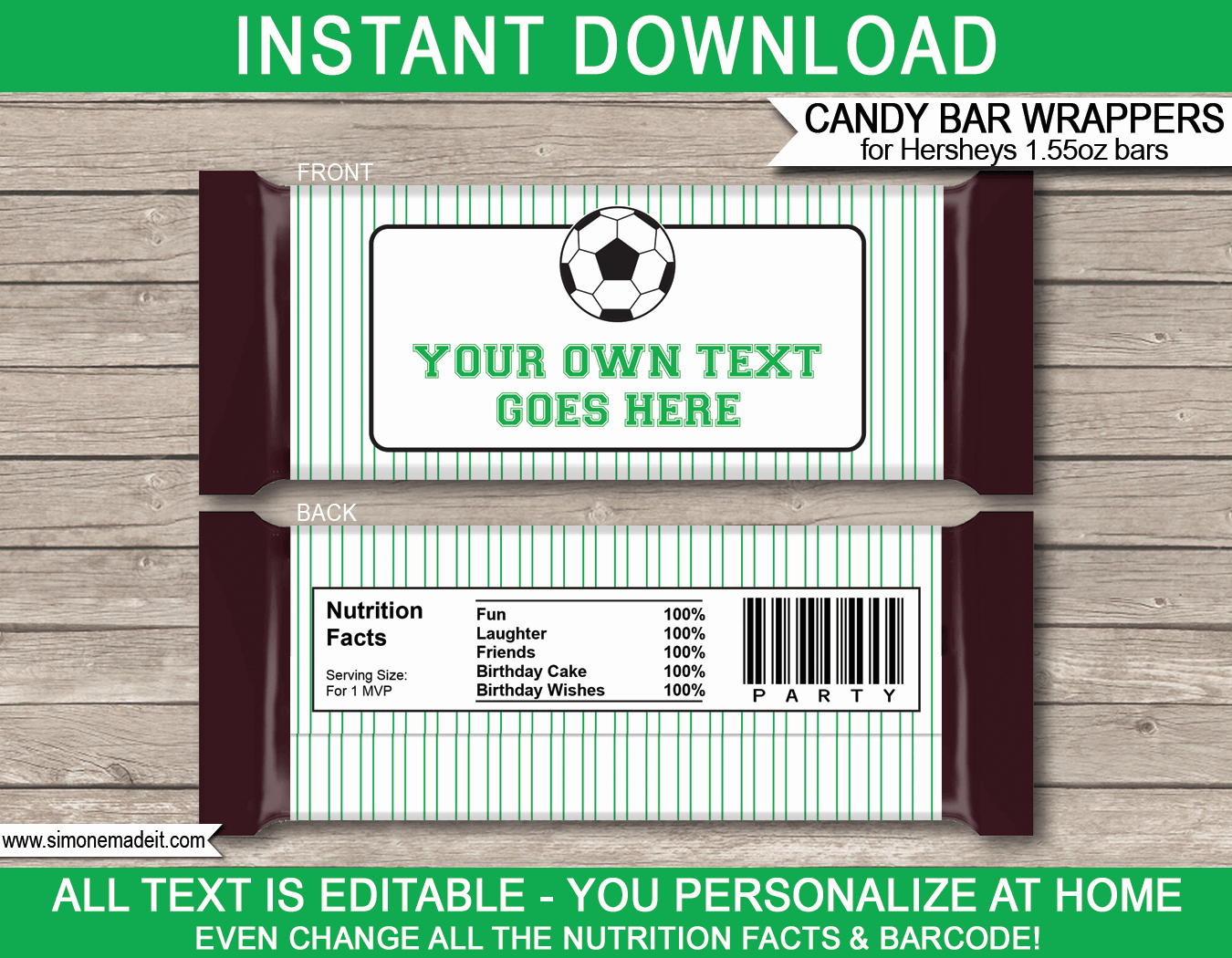 Hershey Bar Wrapper Template Fresh soccer Hershey Candy Bar Wrappers