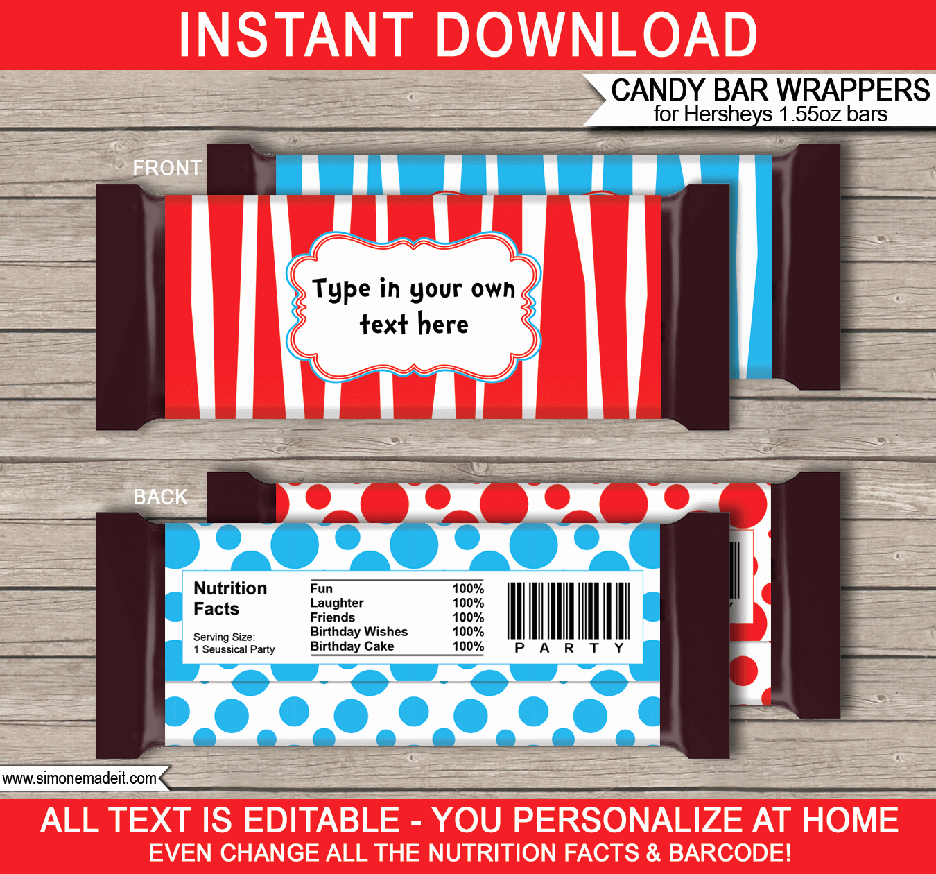Hershey Candy Wrapper Template Inspirational Dr Seuss Hershey Candy Bar Wrappers