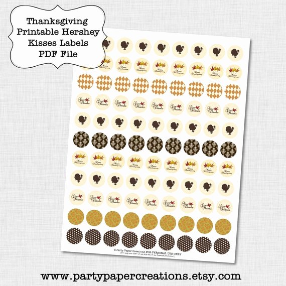 Hershey Kisses Labels Template Unique Thanksgiving Hershey Kisses Sticker Label Collage Sheet