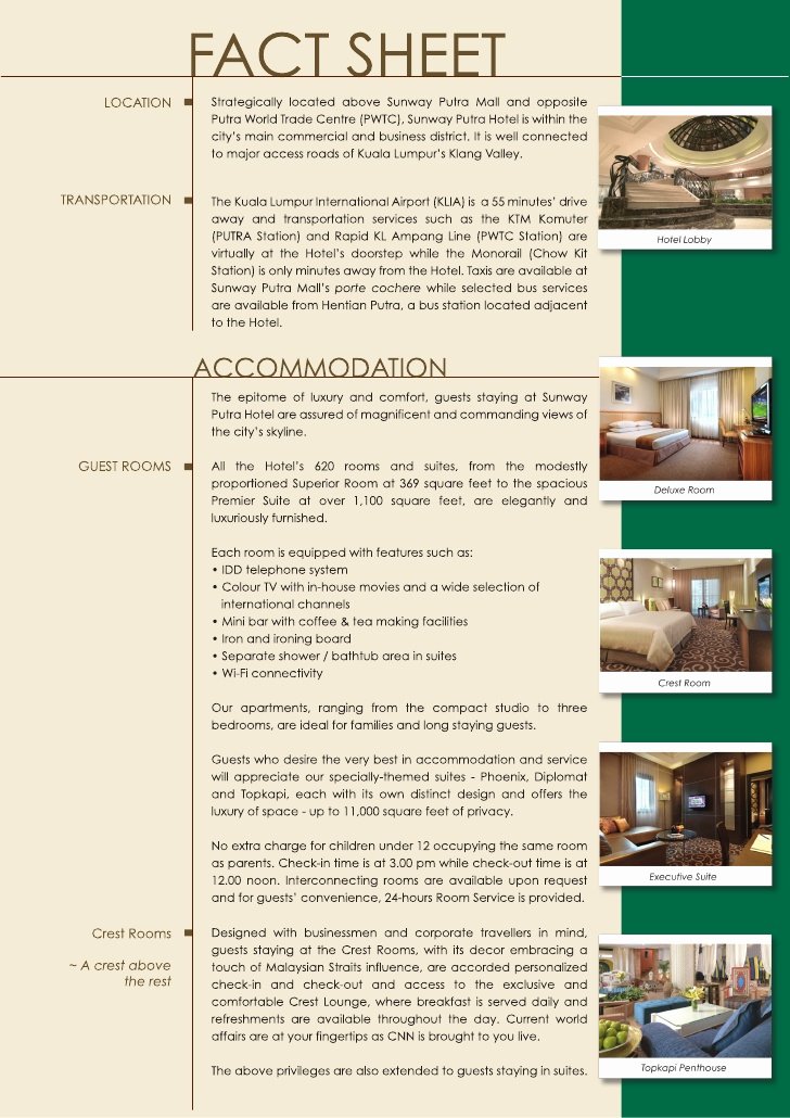Home Fact Sheet Template Lovely Sunway Putra Hotel Ac Modation Fact Sheet