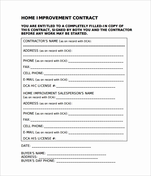 Home Improvement Contract Template Awesome 11 Home Remodeling Contract Templates to Download for Free