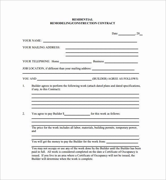 Home Improvement Contract Template Best Of 11 Home Remodeling Contract Templates to Download for Free