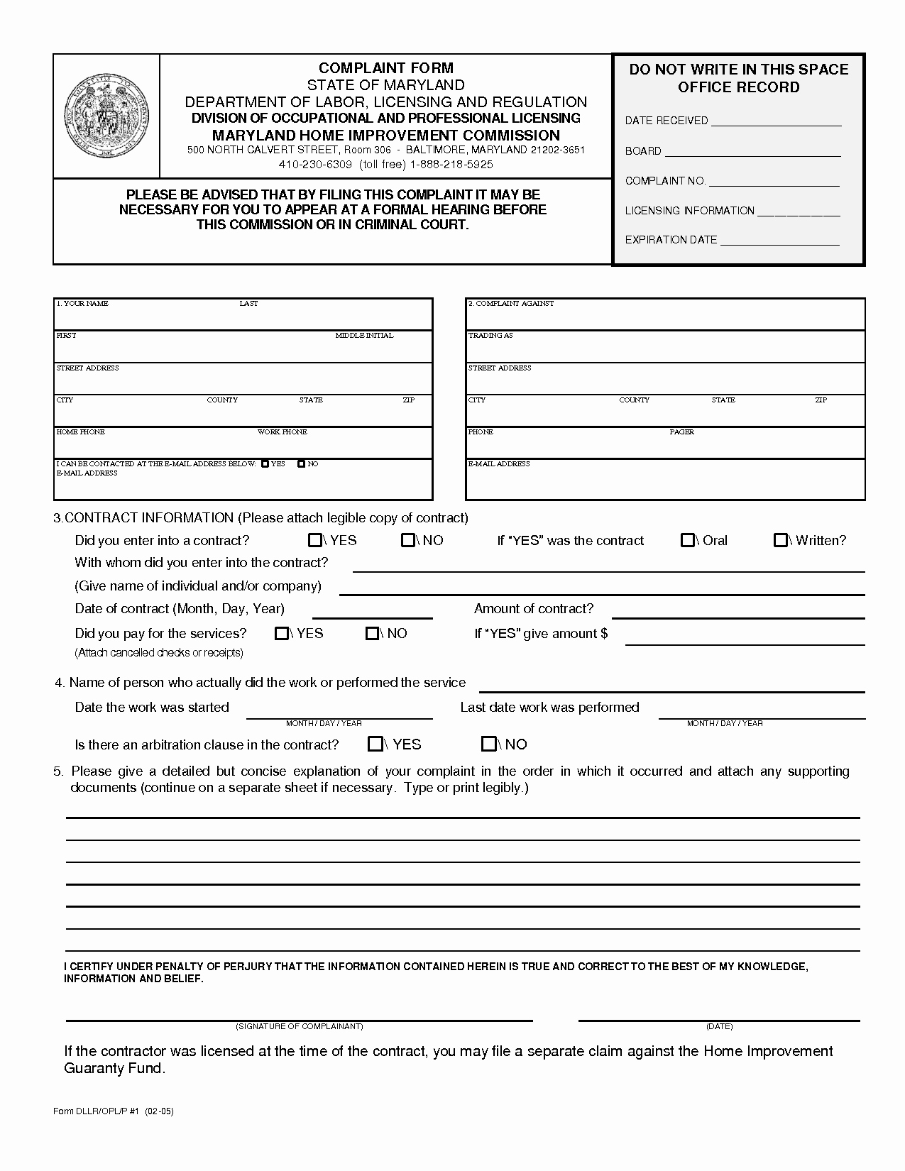 Home Improvement Contract Template New Home Improvement Contract Free Printable Documents