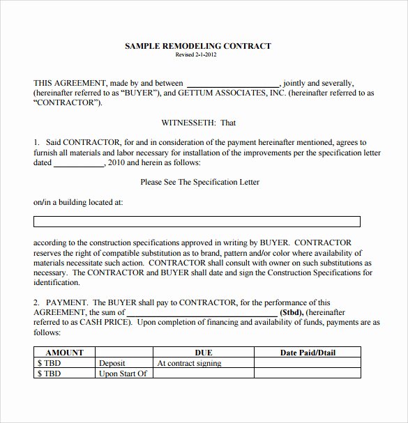 Home Improvement Contract Template Unique 12 Remodeling Contract Templates Pages Docs Word