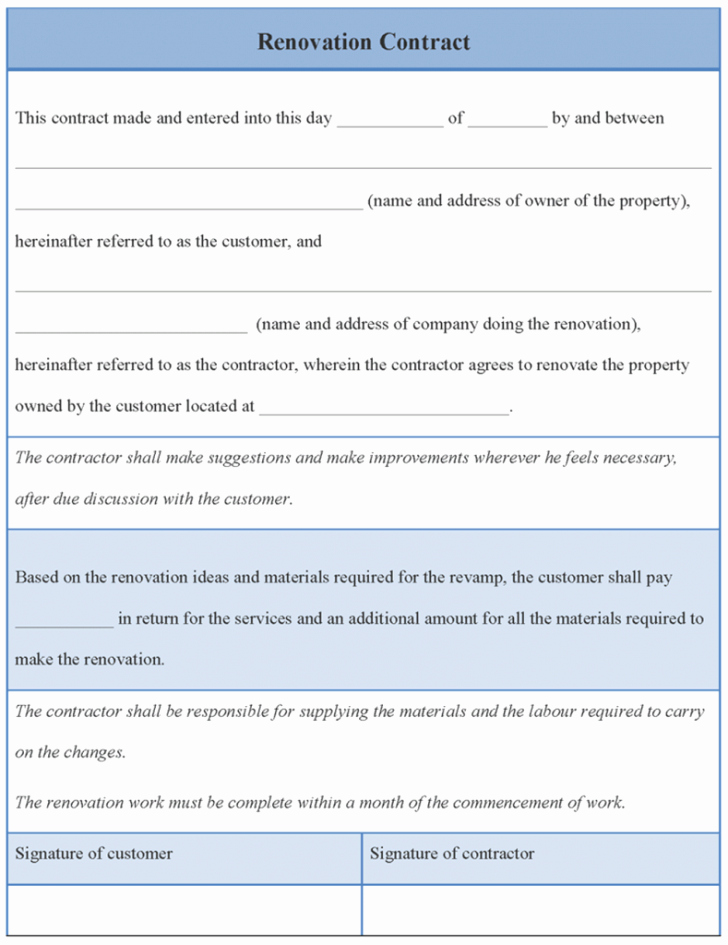 Home Remodeling Contract Template Beautiful Contract Home Improvement Contract Template