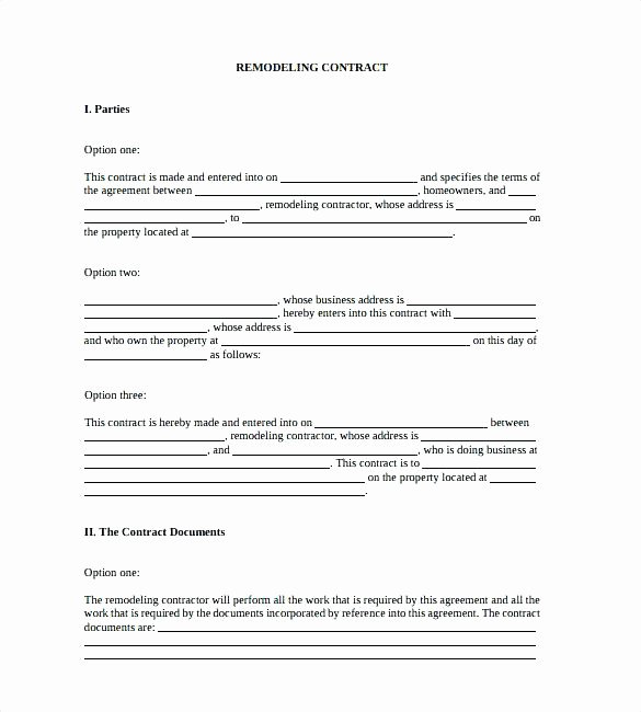 Home Remodeling Contract Template Inspirational Remodeling Contracts Template Home Improvement Contract