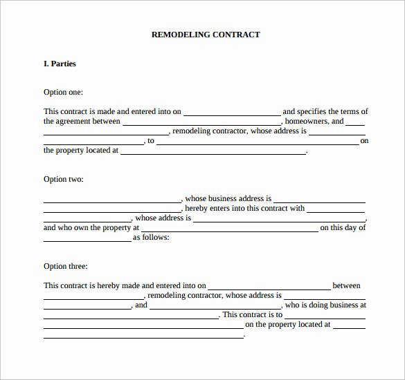 Home Remodeling Contract Template New Remodeling Contract Template 9 Download Free Documents