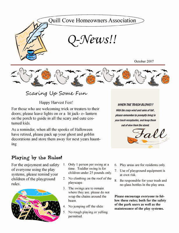 Homeowners association Newsletter Template Fresh Quill Cove Hoa Home