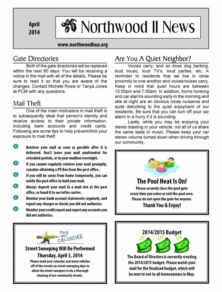 Homeowners Association Newsletter Template Stcharleschill Template
