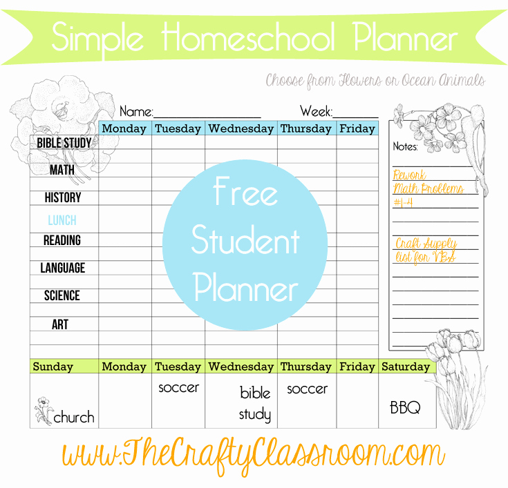 Homeschool Daily Schedule Template Unique Free Weekly Homeschool Student Calendar