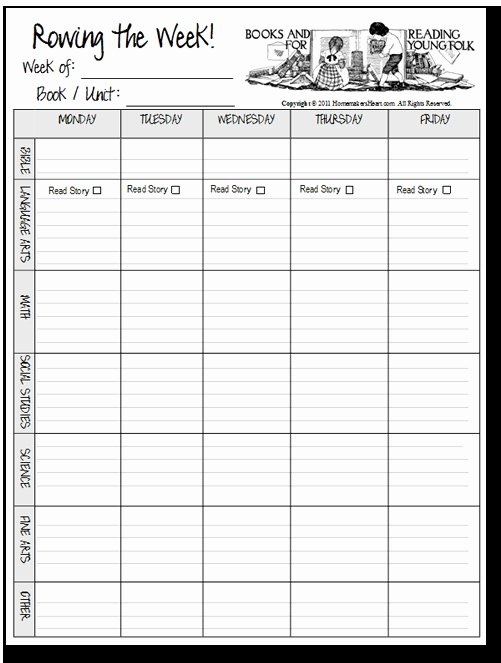 Homeschool Lesson Plan Template Awesome Five In A Row Planning Page He Printables