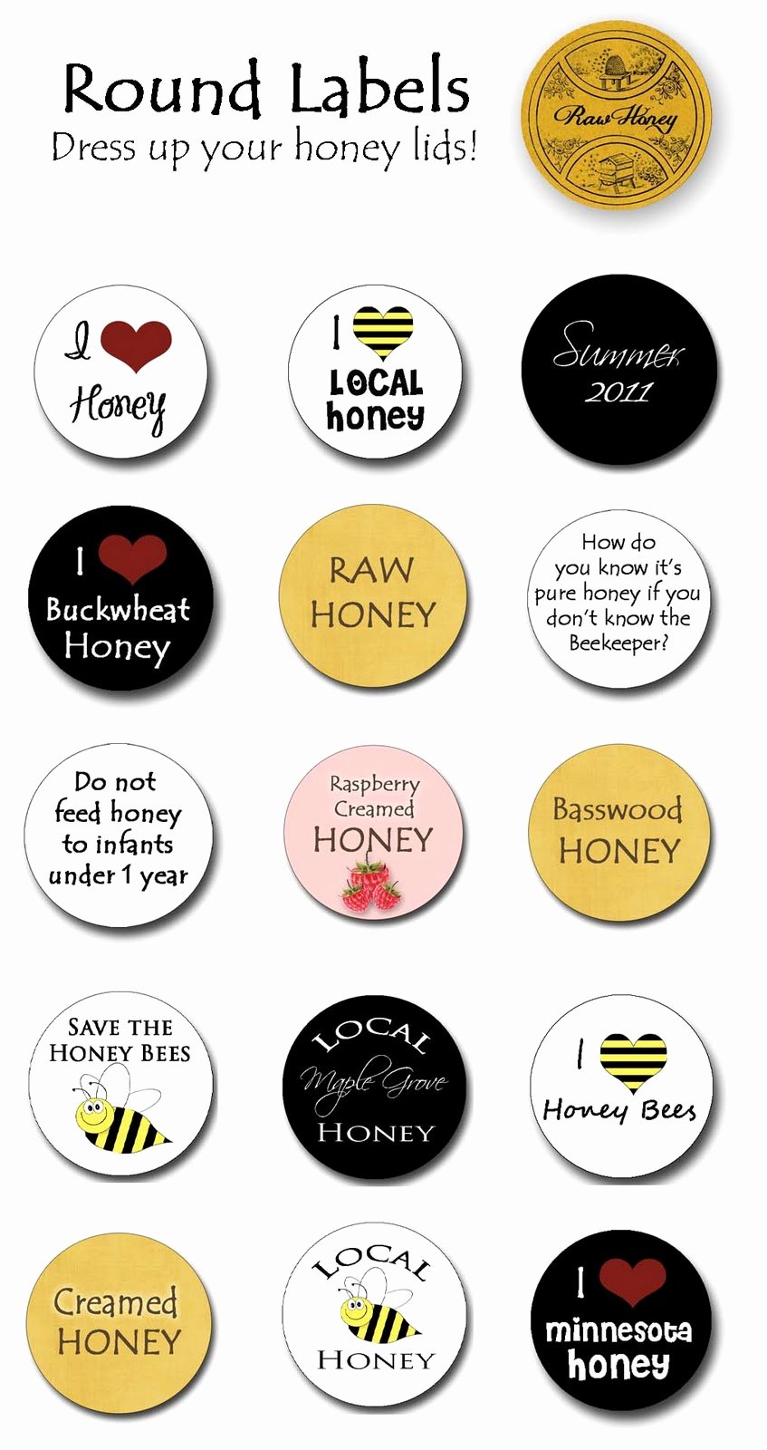 Honey Jar Labels Template Fresh Custom Honey Labels Back &amp; Lid Labels