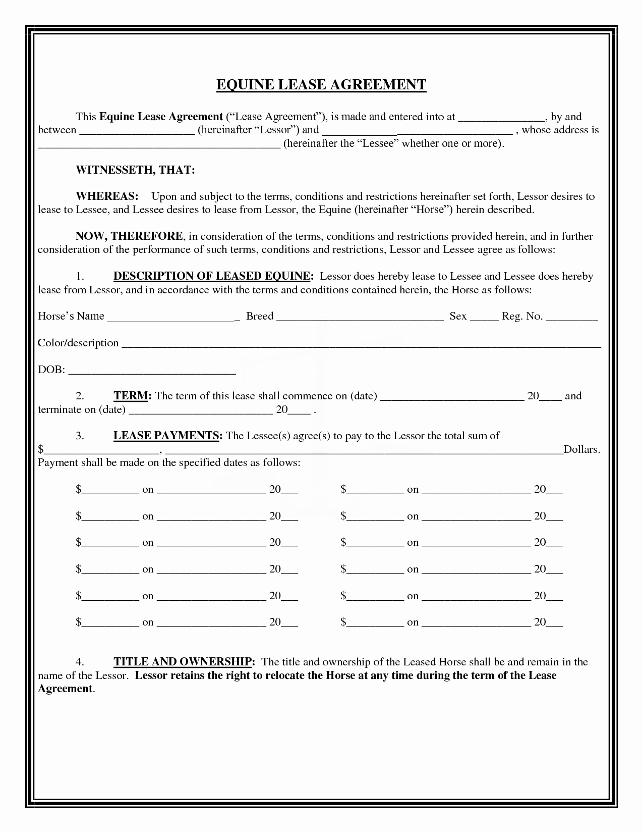 Horse Lease Agreement Template Best Of 13 Best Of Horse Lease Agreement form Free Horse