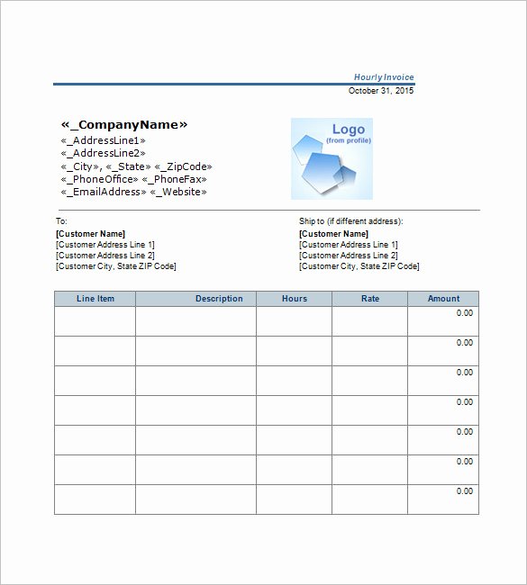 Hourly Invoice Template Excel Awesome Hourly Invoice Template 5 Free Word Excel Pdf format