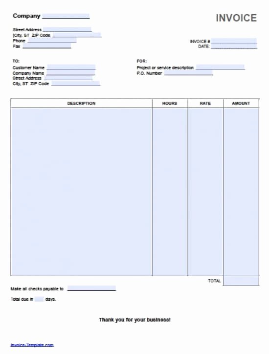 Hourly Invoice Template Excel Best Of Free Hourly Invoice Template Excel Pdf