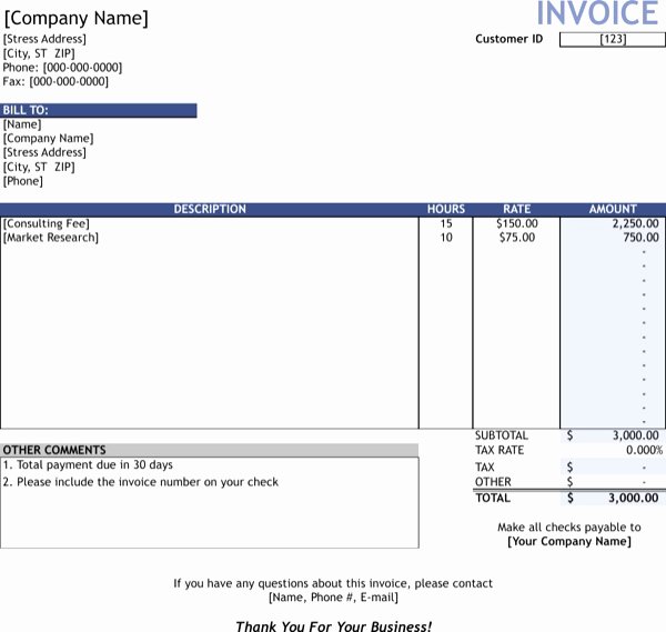 Hourly Invoice Template Excel Best Of Hourly Invoice Template Excel Download Service Invoice