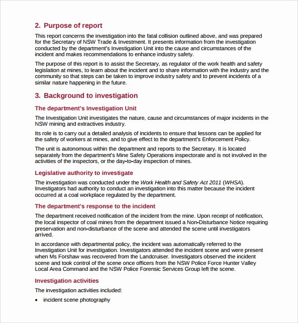 Hr Investigation Report Template Lovely 15 Investigation Report Templates Google Docs Word