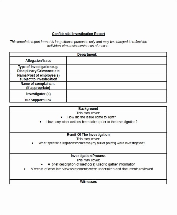 Hr Investigation Report Template Lovely 7 Workplace Investigation Report Templates