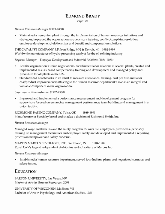 Human Resource Resume Template Unique Hr Executive Resume Example