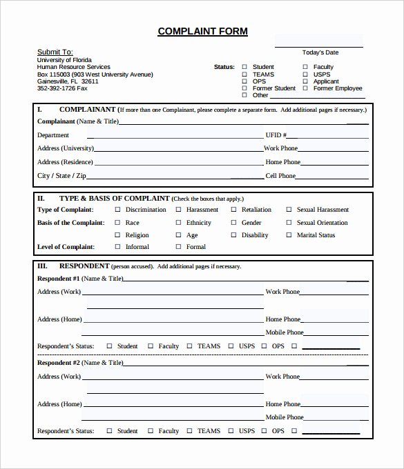 Human Resources Documents Template Beautiful 23 Hr Plaint forms Free Sample Example format