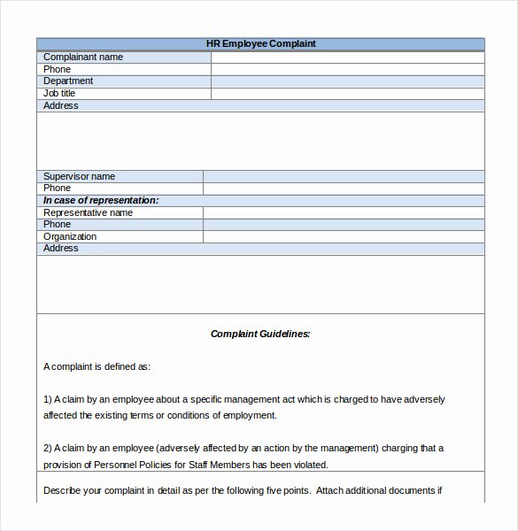 Human Resources Documents Template Beautiful Hr Plaint Letter – 10 Free Word Pdf Documents