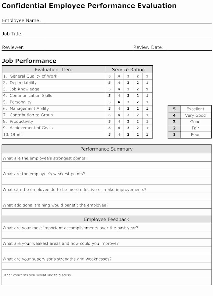 Human Resources Documents Template New Employee Performance Evaluation form Template