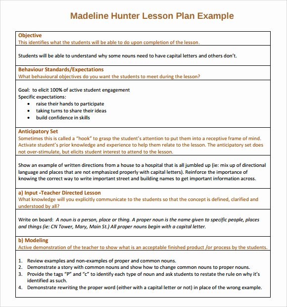 Hunter Lesson Plan Template Inspirational Madeline Hunter Lesson Plan Template Doc Templates