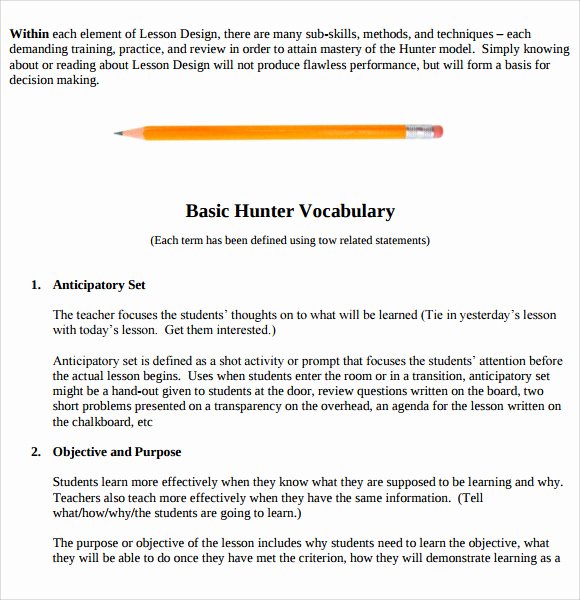 Hunter Lesson Plan Template New 9 Madeline Hunter Lesson Plan Templates Download for Free