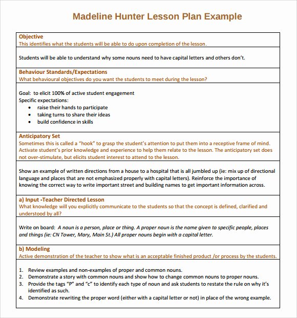 Hunter Lesson Plan Template Unique 12 Sample Madeline Hunter Lesson Plans