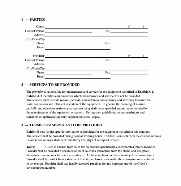 Hvac Maintenance Agreement Template Awesome 14 Maintenance Contract Templates to Download for Free