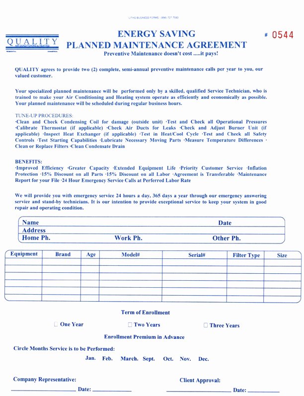 mercial hvac maintenance agreement template detail refrigeration refrigeration maintenance checklist se x