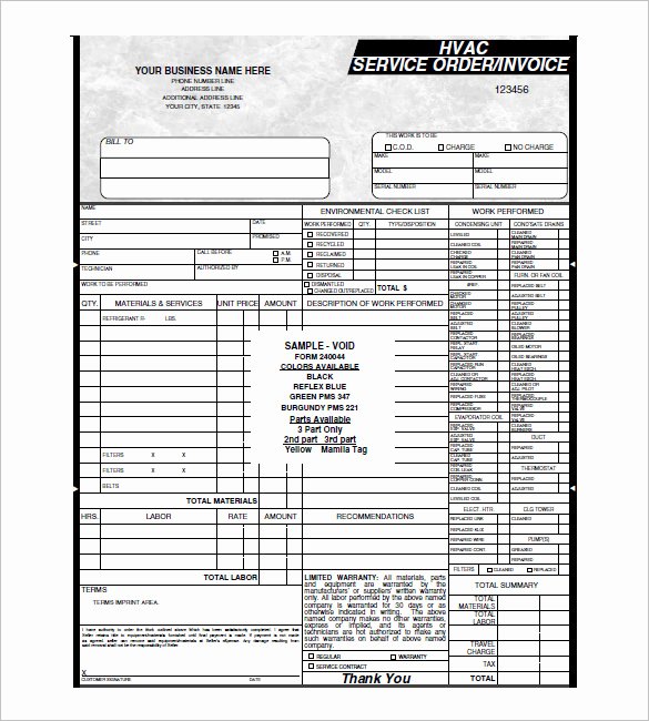 Hvac Service Agreement Template Beautiful Hvac Invoice Template 7 Free Word Excel Pdf format