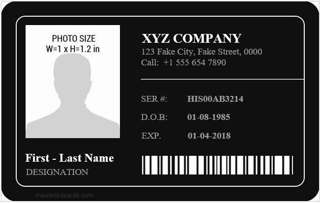 Id Card Template Word Awesome Employee Id Card Templates
