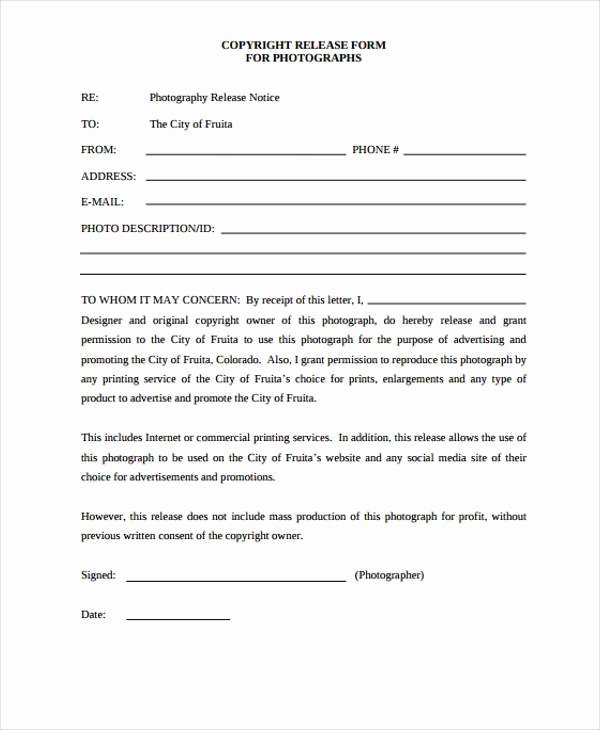 Image Release form Template New Release form Templates