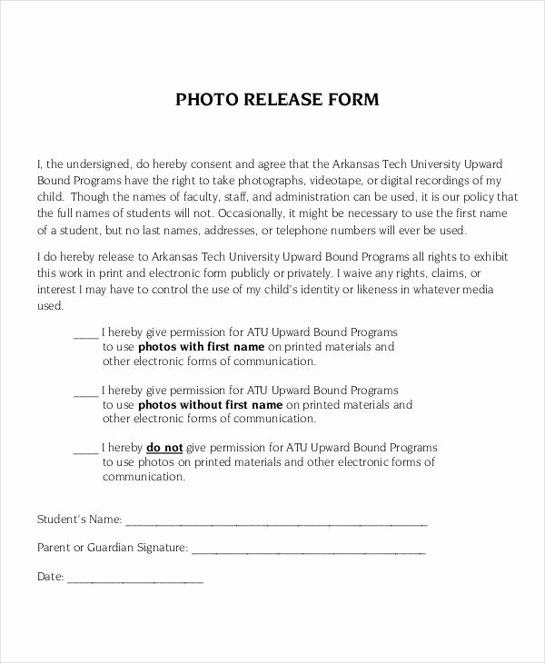 photo release form template
