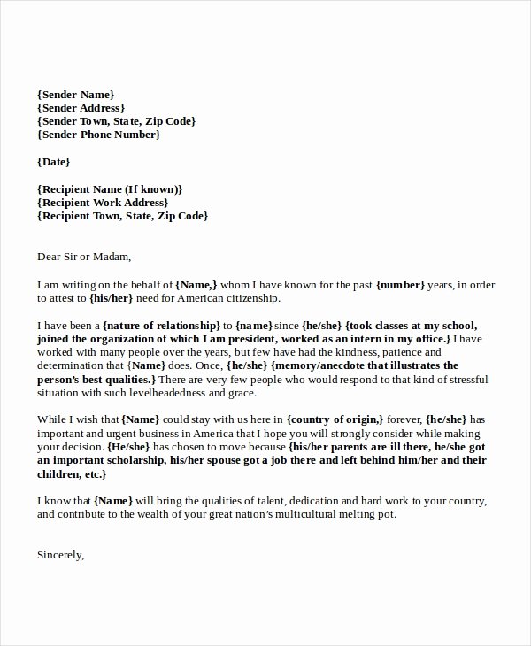 Immigration Reference Letter Template Fresh Re Mendation Letter for Immigration Marriage Letter