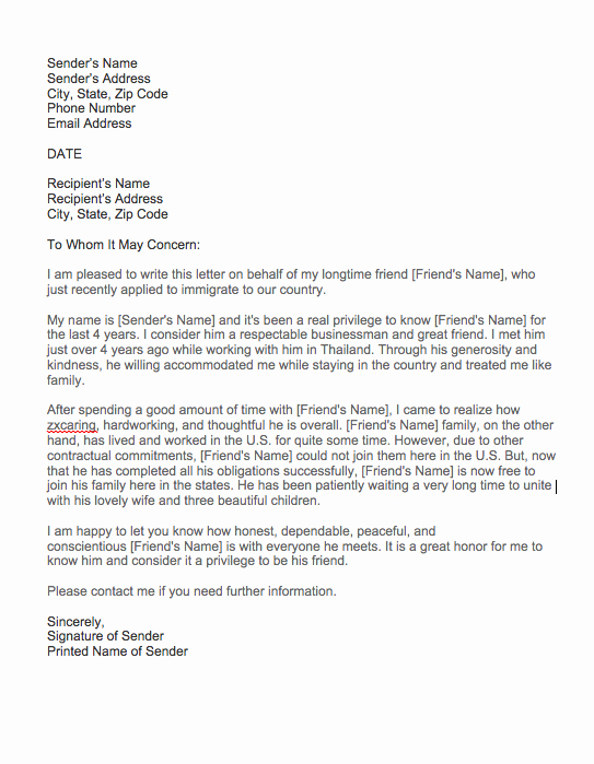Immigration Reference Letter Template Unique Good Moral Character Letter for Immigration Sample