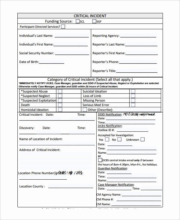 Incident Report form Template Fresh Sample Incident Reporting form 9 Free Documents