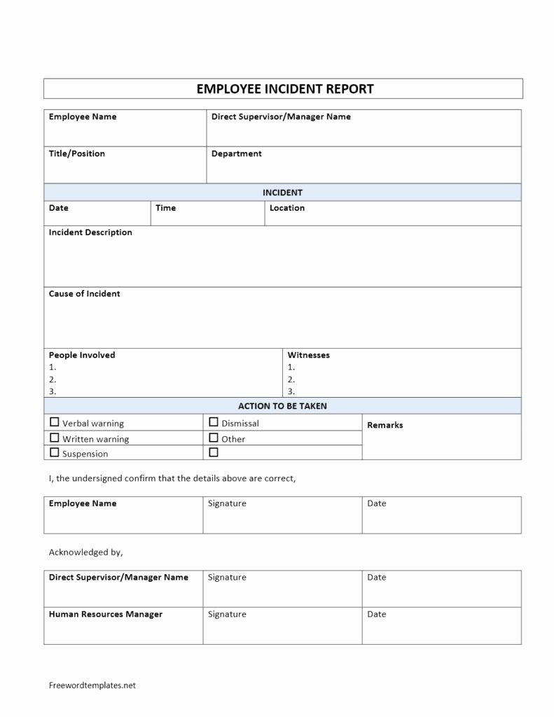 Incident Report form Template Luxury Employee Incident Report