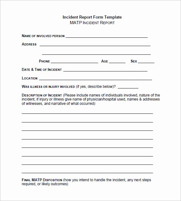 Incident Report form Template New 37 Incident Report Templates Pdf Doc Pages