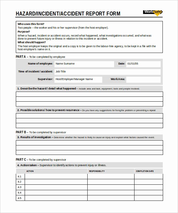Incident Report Template Word Fresh 37 Incident Report Templates Pdf Doc Pages