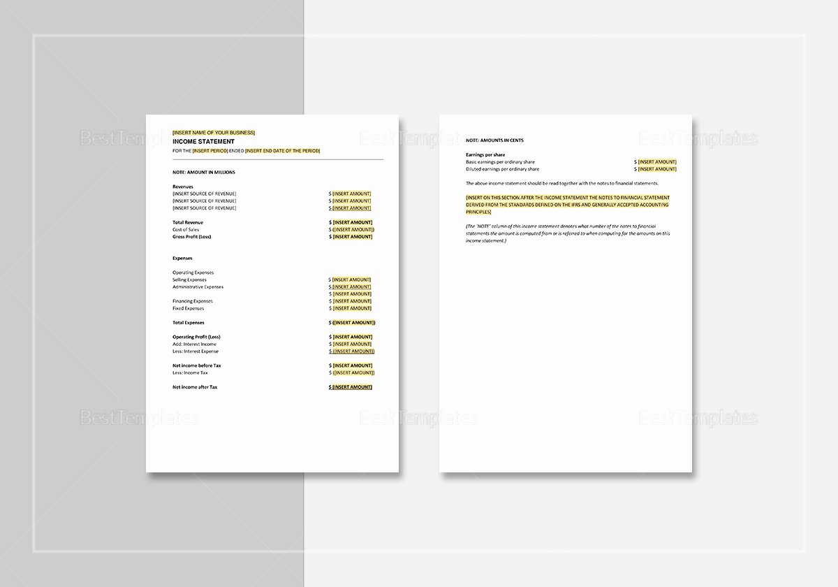 Income Statement Template Word Elegant General In E Statement Template In Word Google Docs