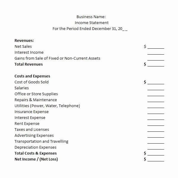 Income Statement Template Word Inspirational 9 In E Statement Templates Word Excel Pdf formats