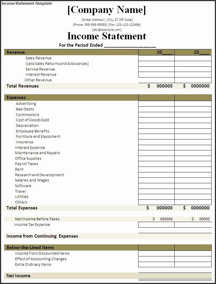 Income Statement Template Word Lovely In E Statement Template My