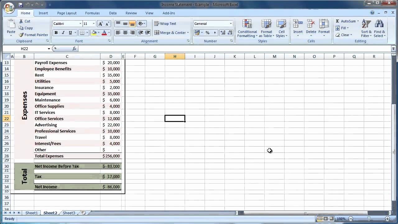 Income Statement Template Xls Awesome In E Statement Template Excel Ms Excel Spreadsheet Excel