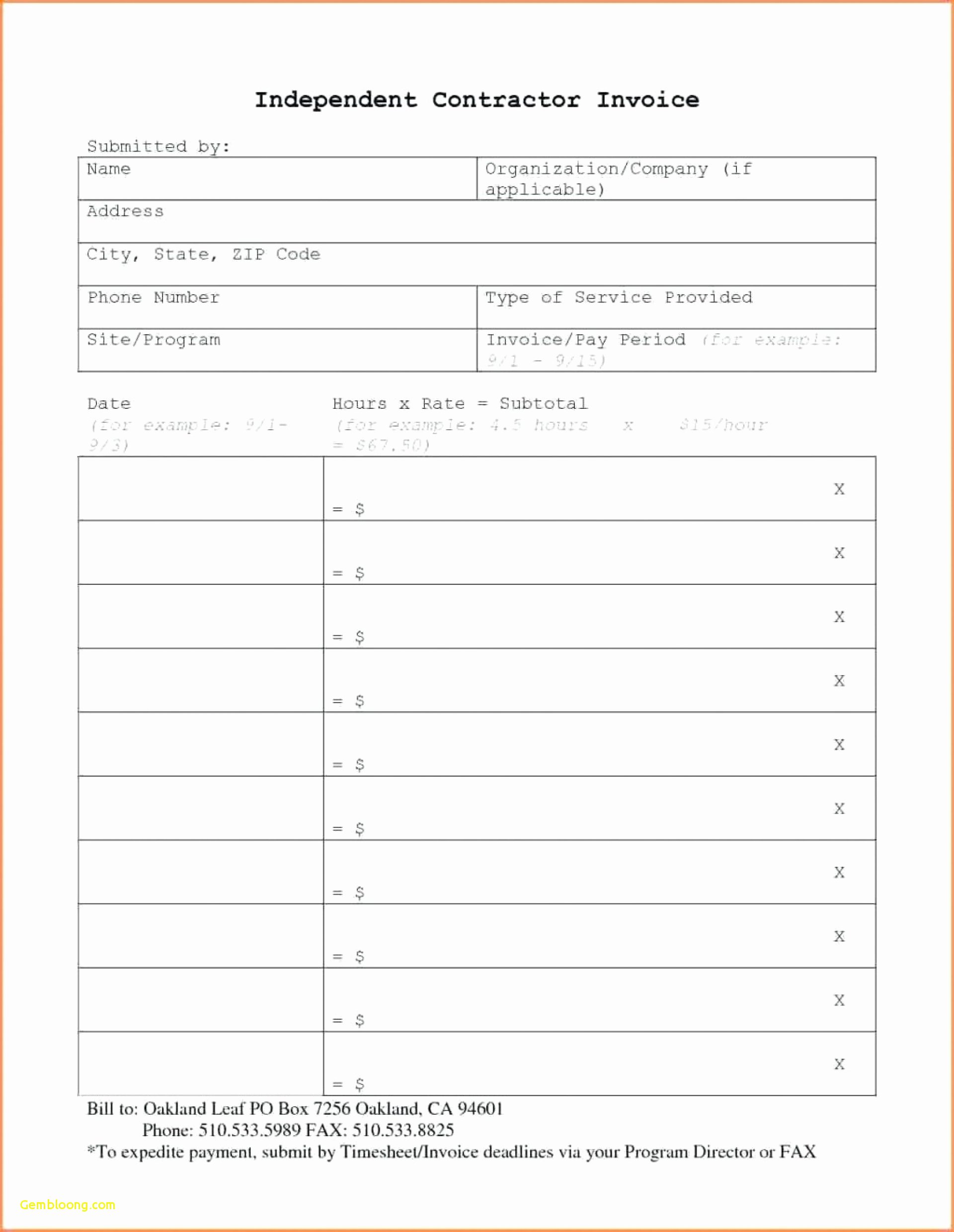 Independent Contractor Invoice Template Fresh Elegant Independent Contractor Invoice Template