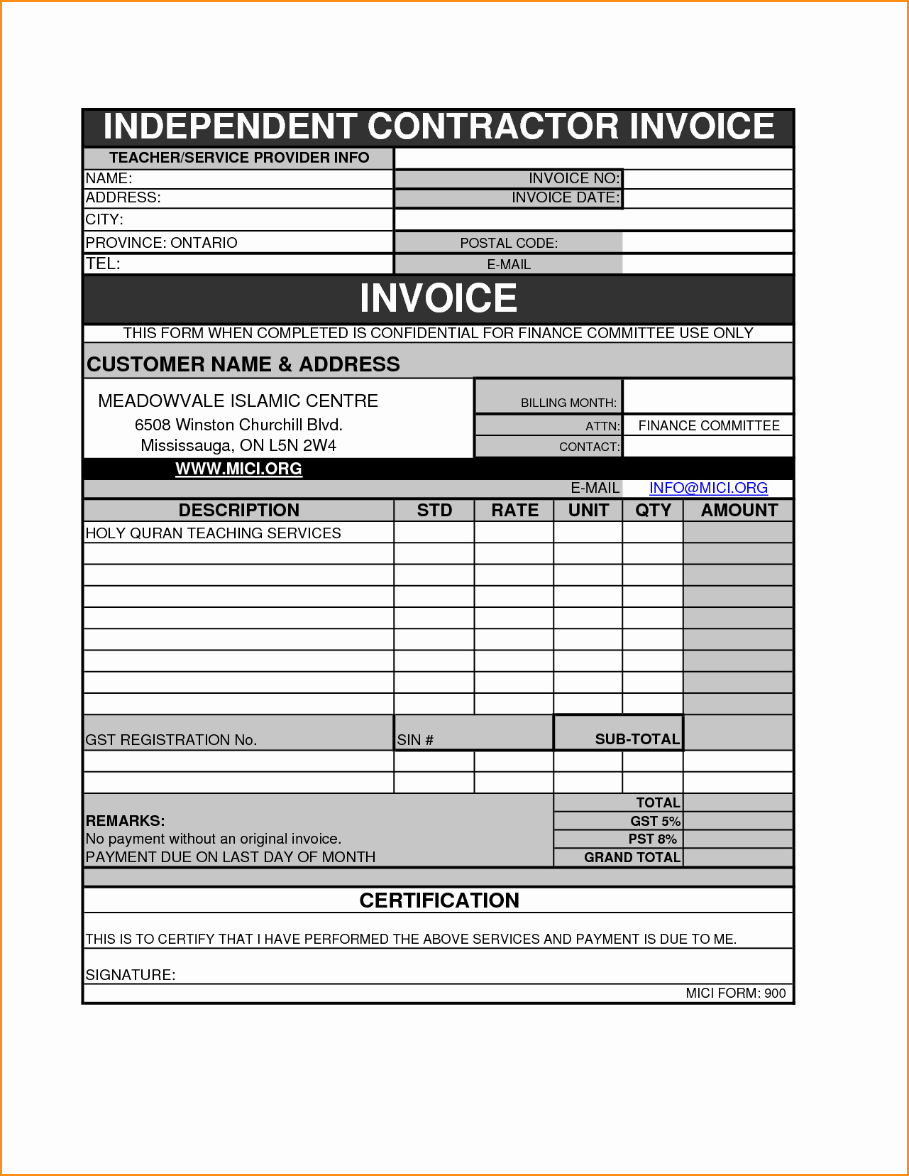 Independent Contractor Invoice Template Inspirational Electrical Contractor Invoice Template