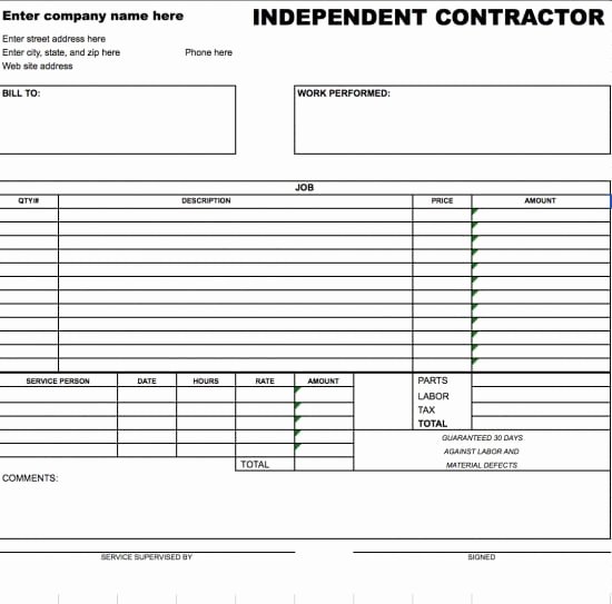 Independent Contractor Invoice Template Luxury Template Independent Contractor Invoice